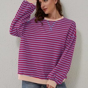 Striped Pink and Blue Sweatshirt